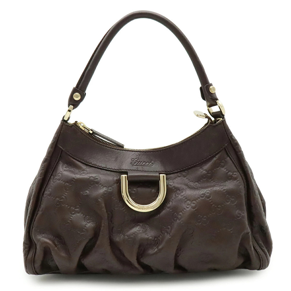 Gucci Abbey Gucci Guccissima Shoulder Bag Hobo Leather Dark Brown